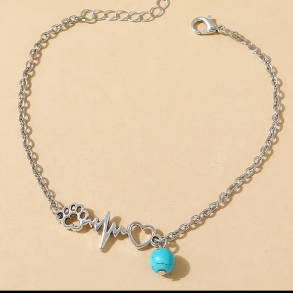 NWT Heart, Bear Paw and  ECG Hollow Anklet - Picture 3 of 6